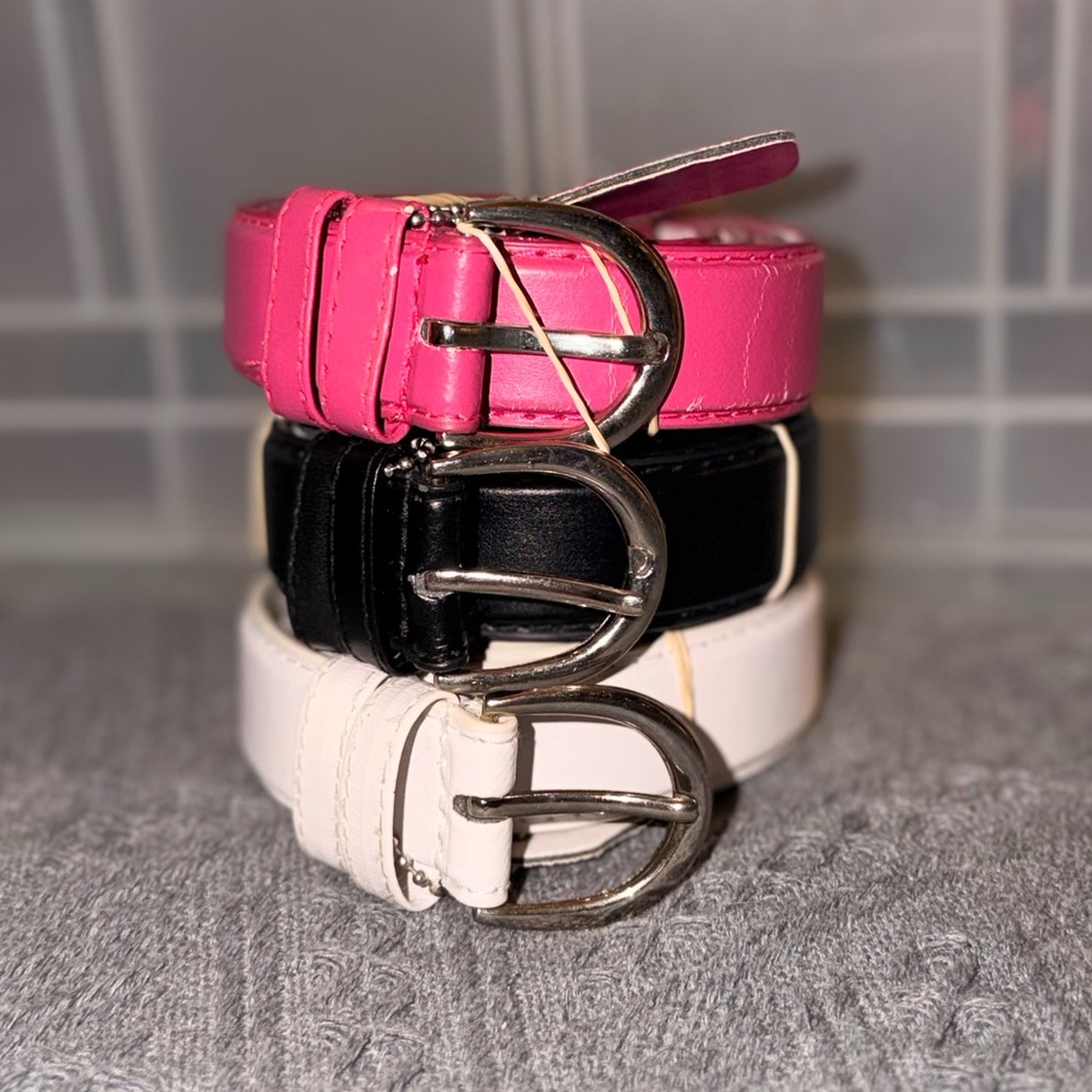 Stylish Women's Belt Set - Pink, Black, and White